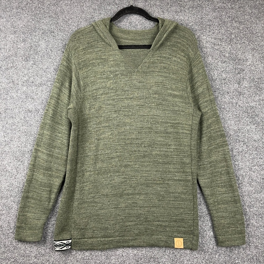 PAKA Men's Royal Alpaca Hoodie Sweater Medium Green Knit Pullover Outdoor